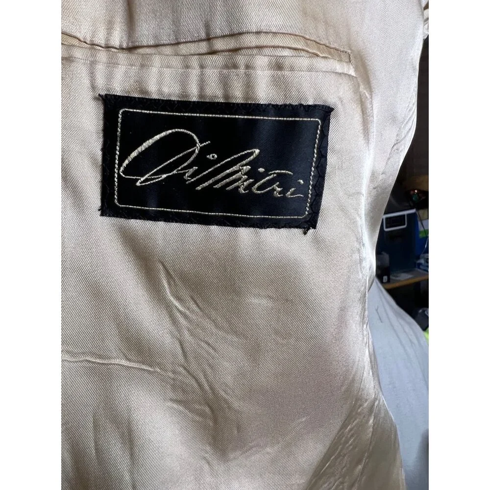 Vintage Di Mitri Men's Silk Blazer Jacket Beige 100% Pure Silk Two-Button Size M